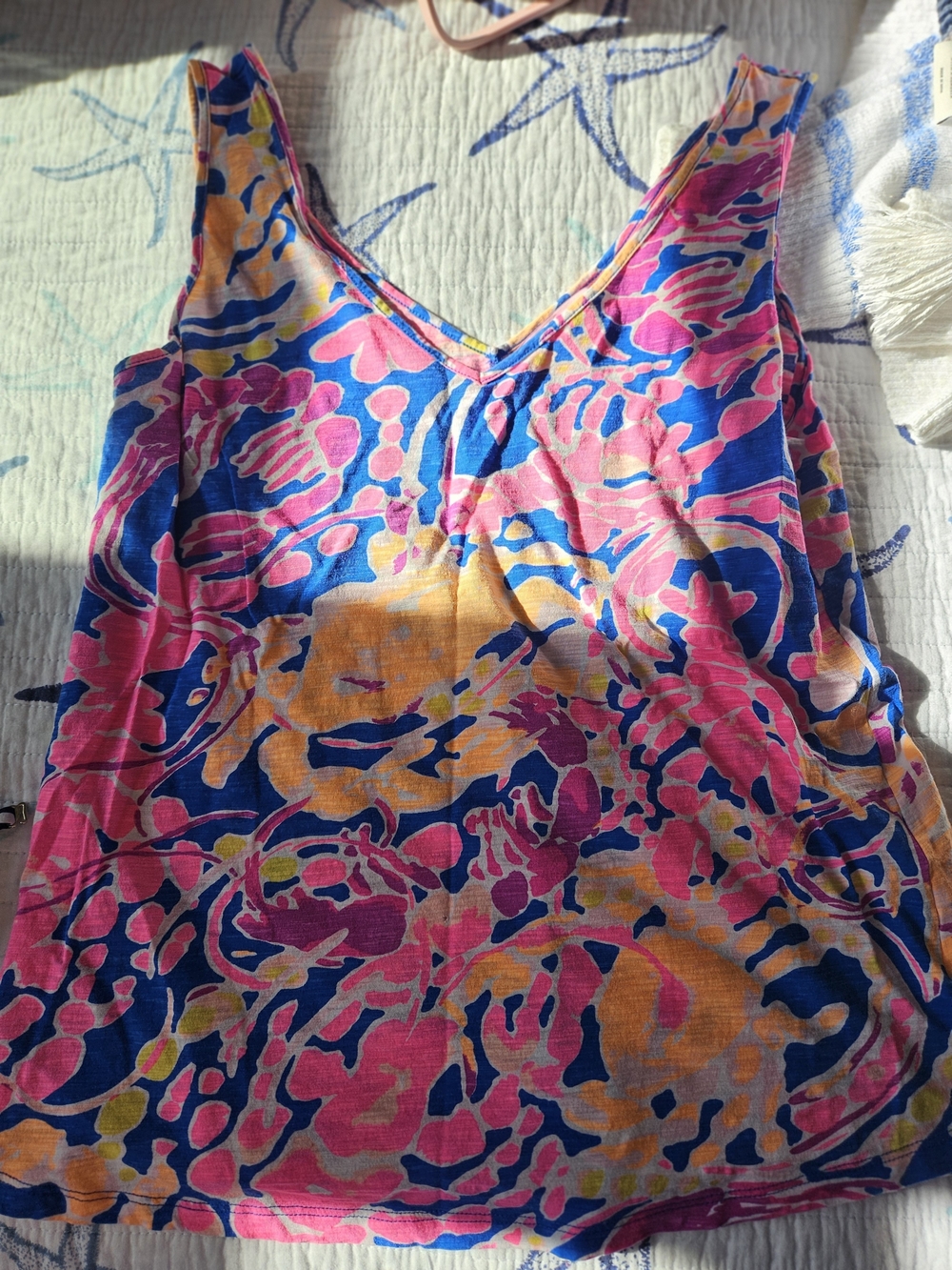 Lilly Pulitzer Pink Blue Yellow V-Neck Printed Camisole